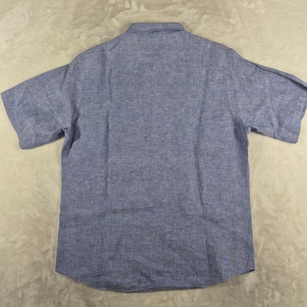 UNTUCKit Shirt Men's Large Blue 100% Linen Classic Valente Slim Fit Short Sleeve - Picture 4 of 10